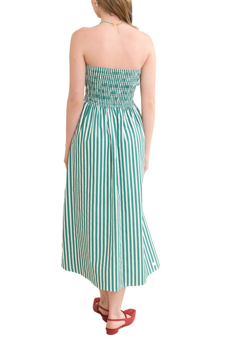 Stripe Strapless Midi Dress, Alternate, color, GREEN