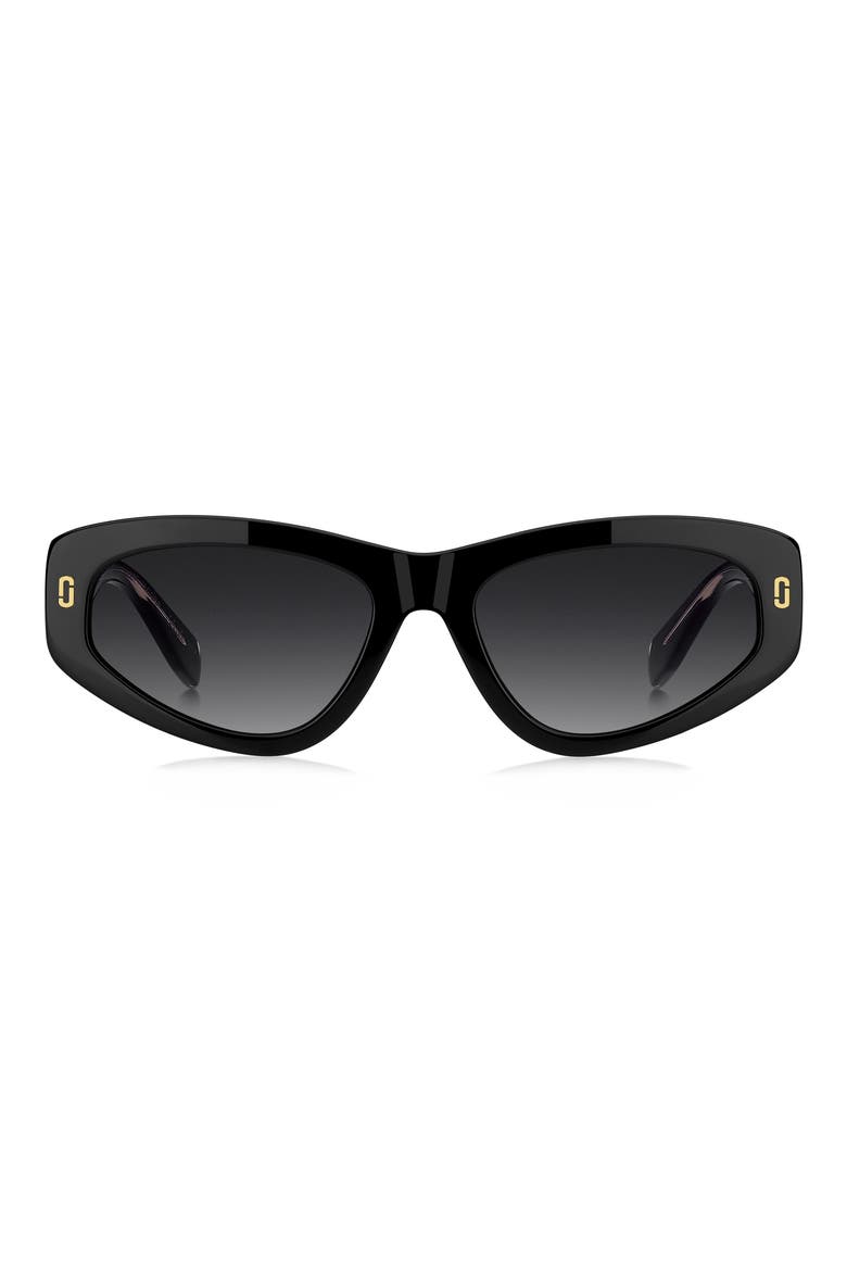 55mm Gradient Rectangular Sunglasses, Main, color, BLACK/ DARK GREY SF