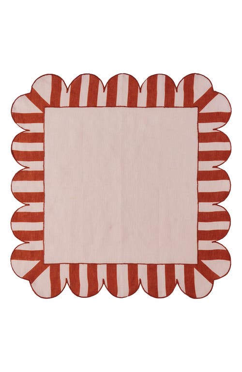 Misette Scallop Stripe 4-pack Linen Napkins In Dark Base Red