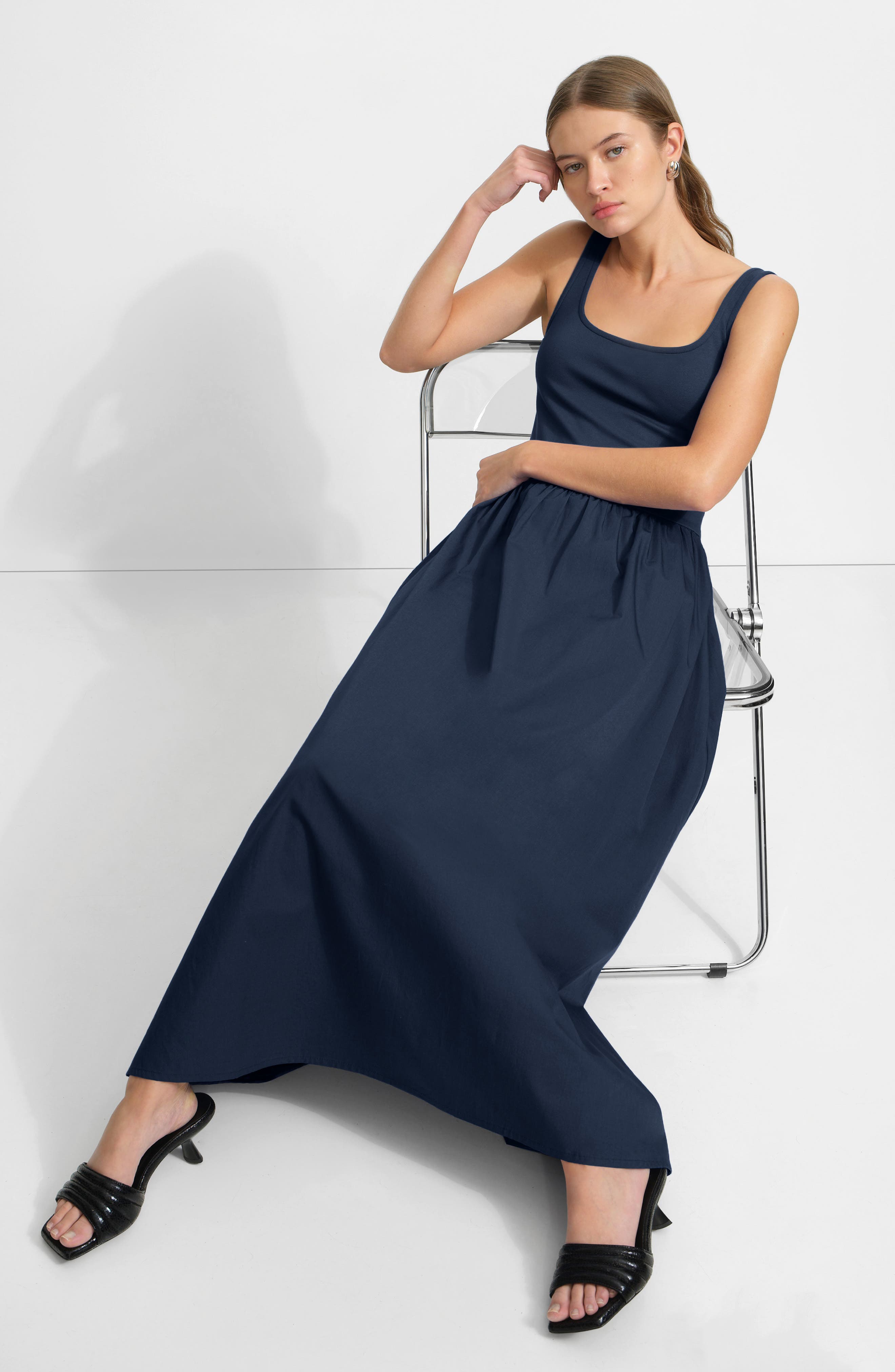 Clara Mixed Media Ponte & Cotton A-Line Dress - image 2
