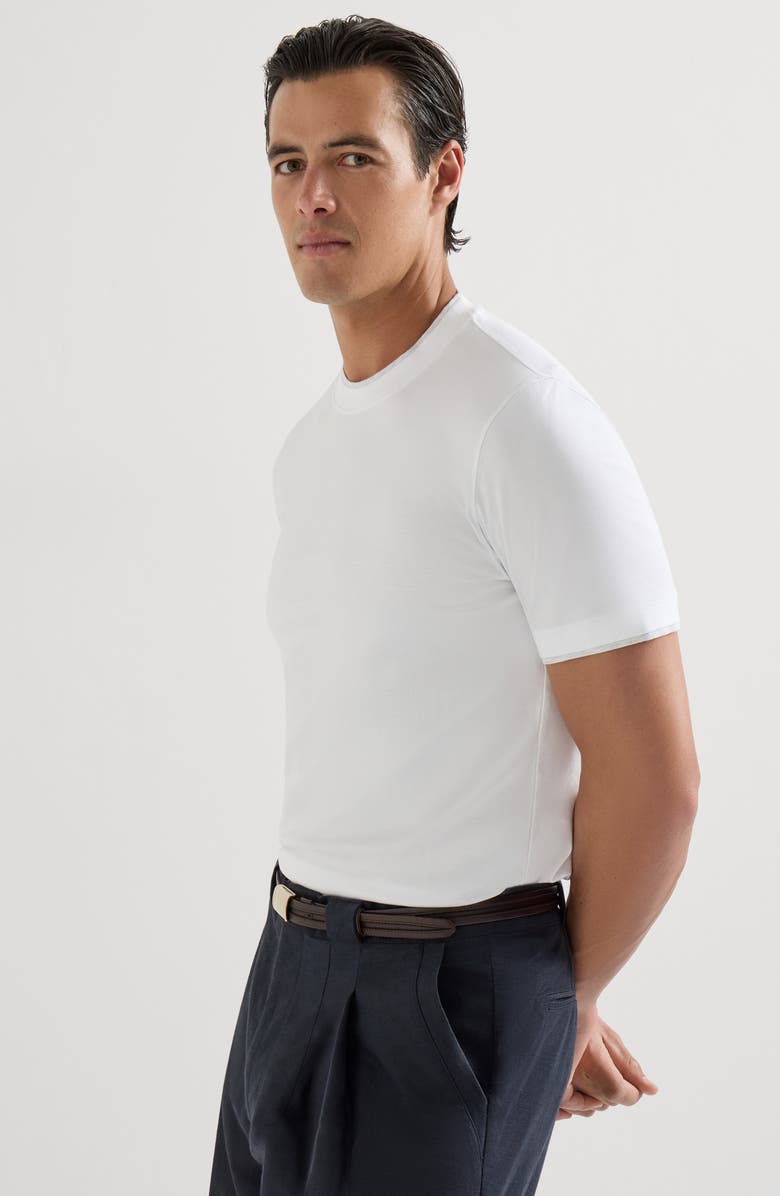 Brunello Cucinelli T-shirt with faux-layering, Alternate, color, White