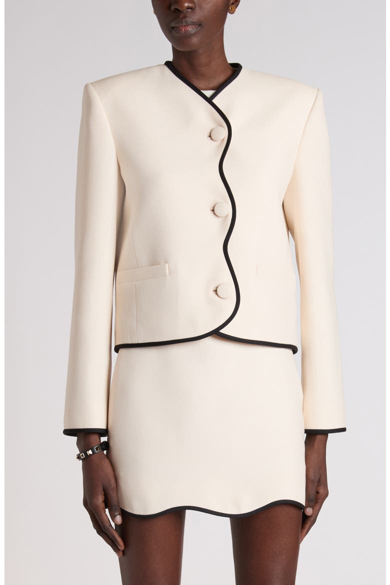 Crepe Couture Wool & Silk Jacket, Alternate, color, VANILLA