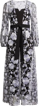 Julia Jordan Floral Embroidery Long Jacket & Jumpsuit Set