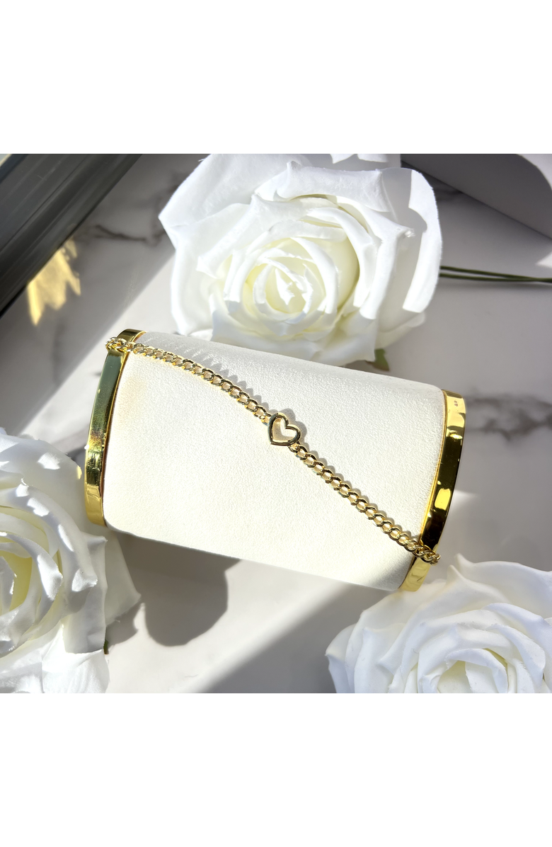 The Lovery Fine Jewelry Curb Heart Bracelet, Alternate, color, Yellow Gold