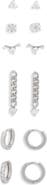 NORDSTROM RACK Set of 6 Cubic Zirconia Assorted Stud, Drop & Huggie Hoop Earrings