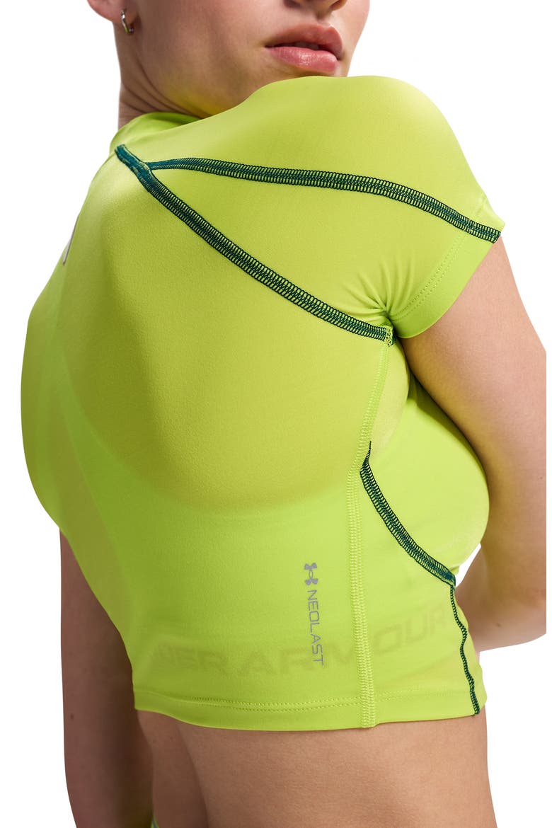 HeatGear® Elite Mock Neck Performance Crop Top, Alternate, color, 394 GREEN CITRINE