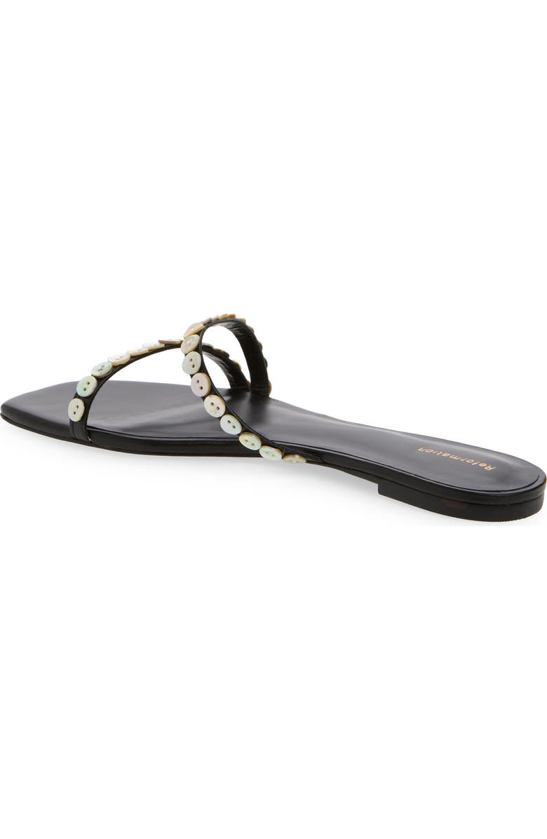 Reformation Shoshana Slide Sandal, Alternate, color, Black Leather Shell Buttons