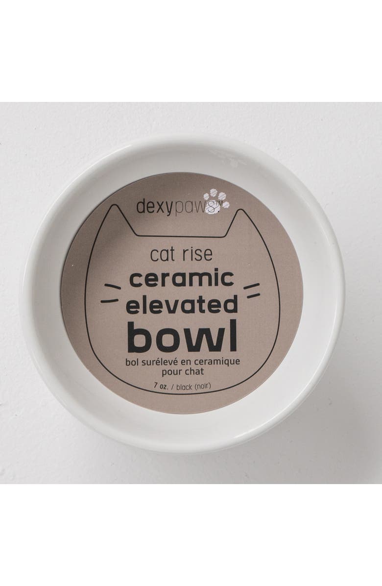 Dexypaws Elevated Ceramic Bowl For Cats 7oz Capacity, Alternate, color, White
