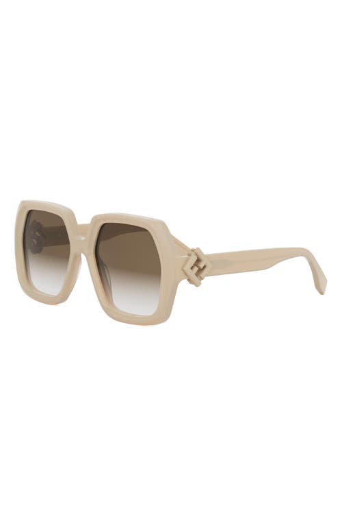 Fendi Eyewear Geometric Frame Sunglasses In Shiny Beige/gradient Brown
