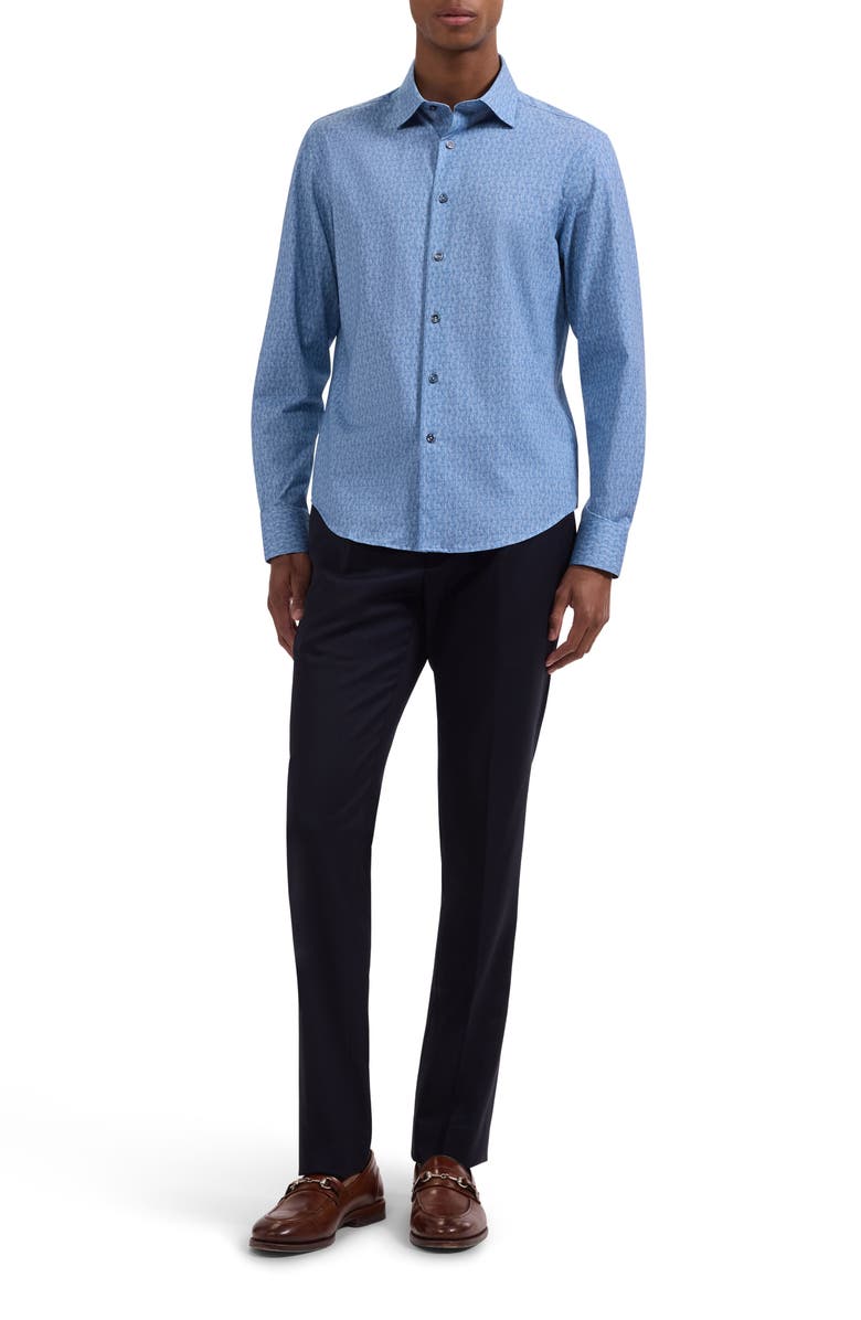 Bugatchi James OoohCotton<sup>®</sup> Geo Print Button-Up Shirt, Alternate, color, Cobalt