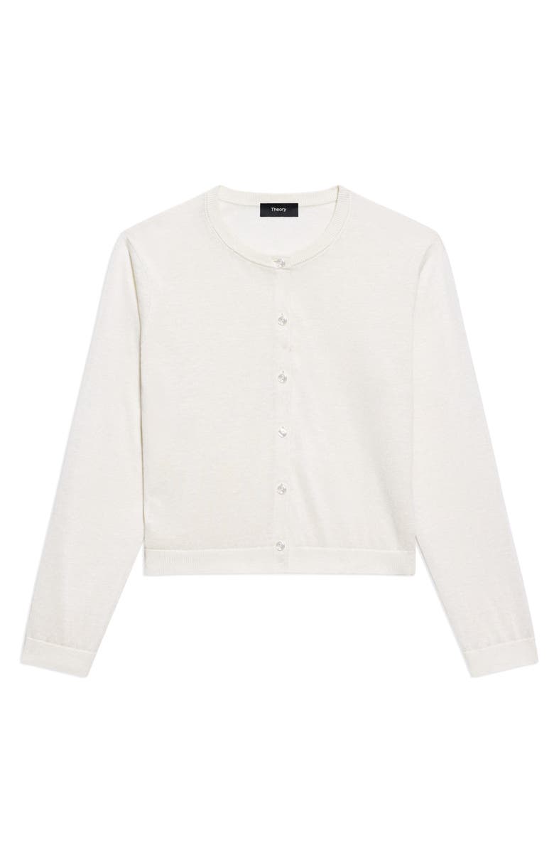 Theory Linen Blend Crop Cardigan, Alternate, color, Bone