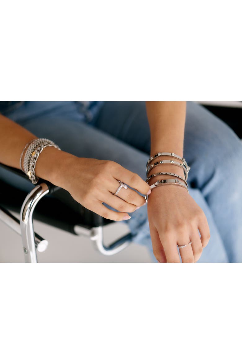 Pave Pyramid Bangle, Alternate, color, Rosegold