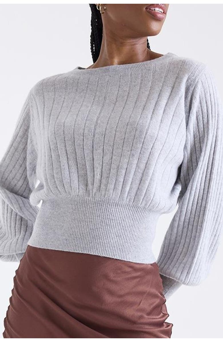 1982 Rosa Ribbed 100% Cashmere Sweater, Alternate, color, Super Grey