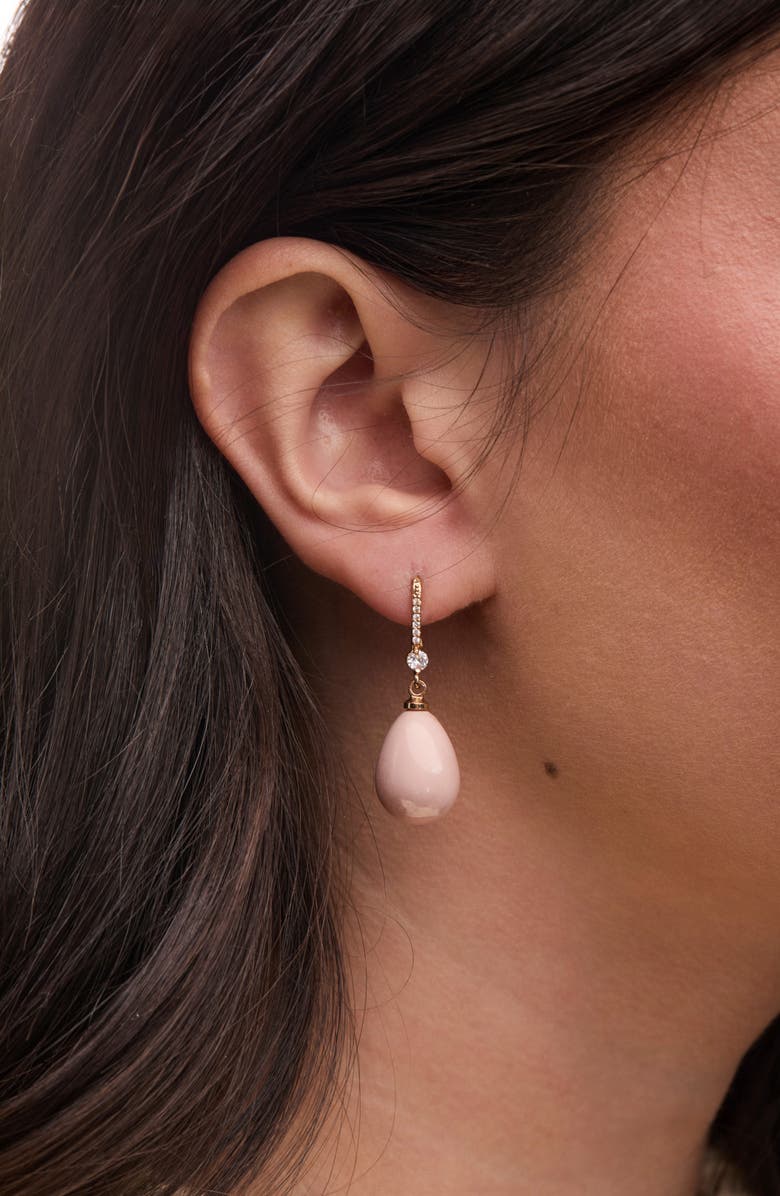 SAACHI Faux Pearl Crystal Dangle Earrings, Alternate, color, Blush