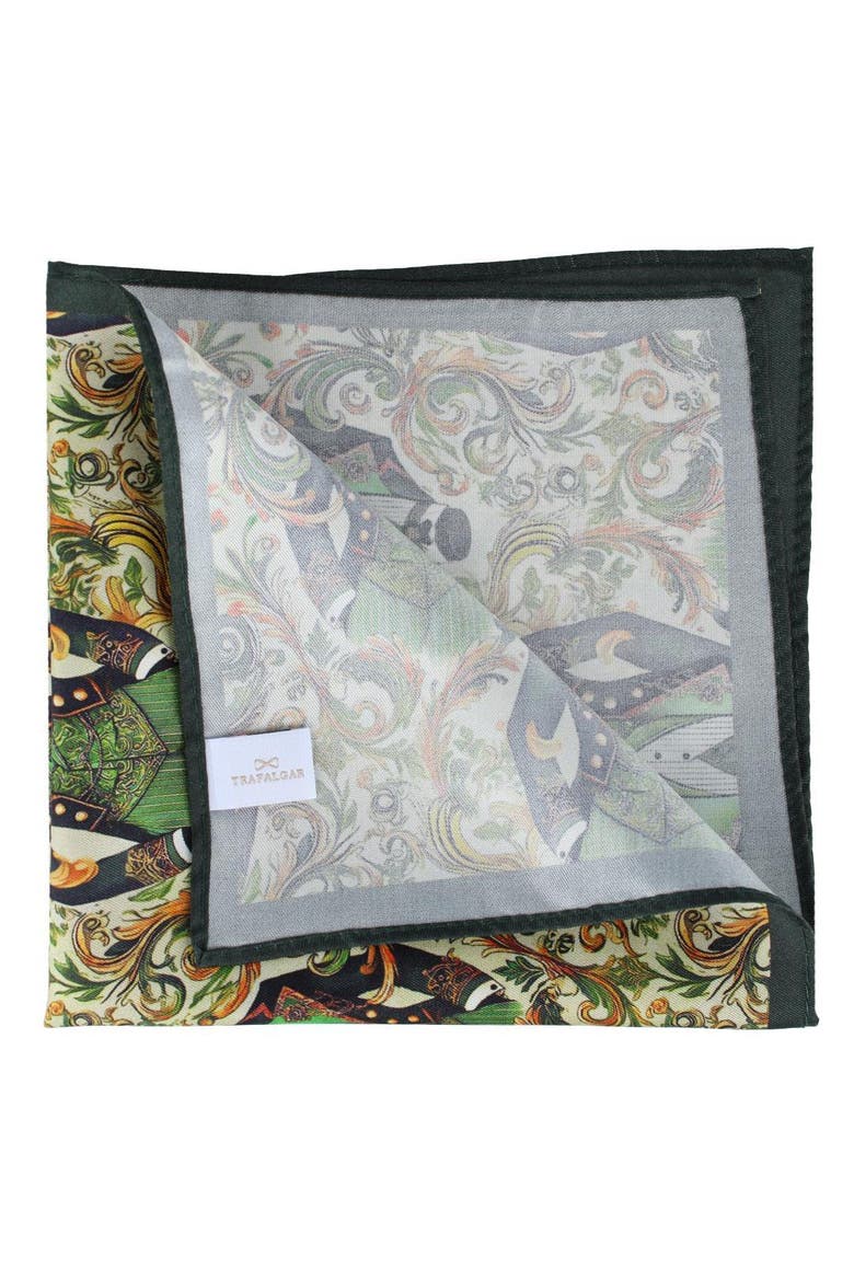 Shall We Dance Silk Novelty 12x12 Pocket Square, Alternate, color, Green