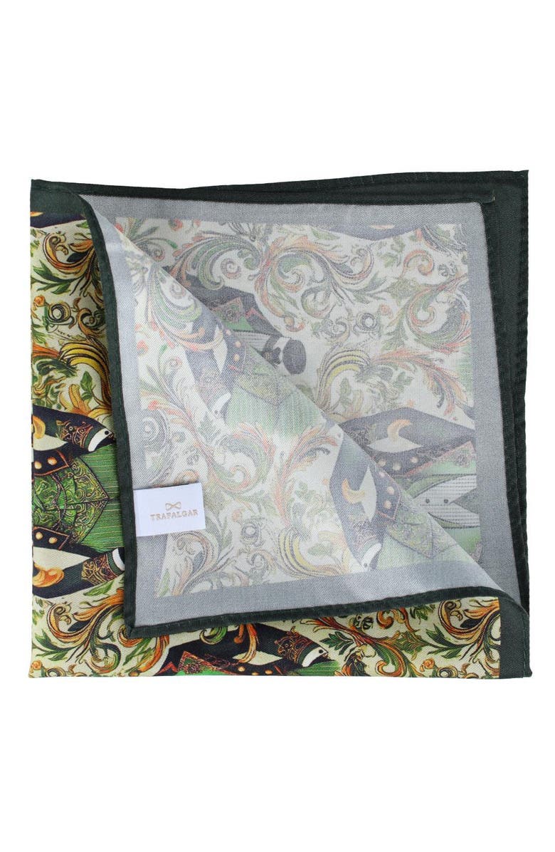 Trafalgar Shall We Dance Silk Novelty 12x12 Pocket Square, Alternate, color, Green