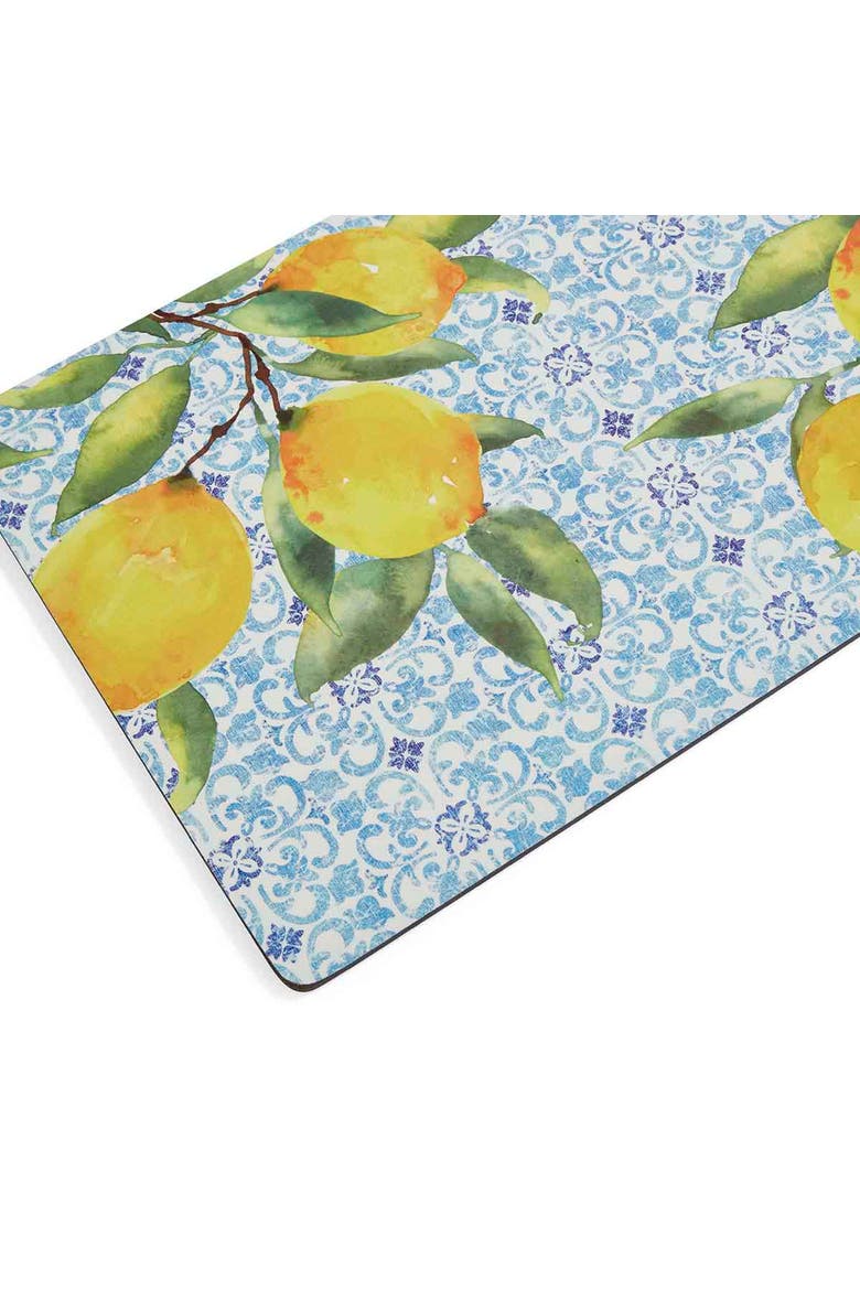 Amalfi Lemons Set of 4 Cork Back Placemats, Alternate, color, Multi