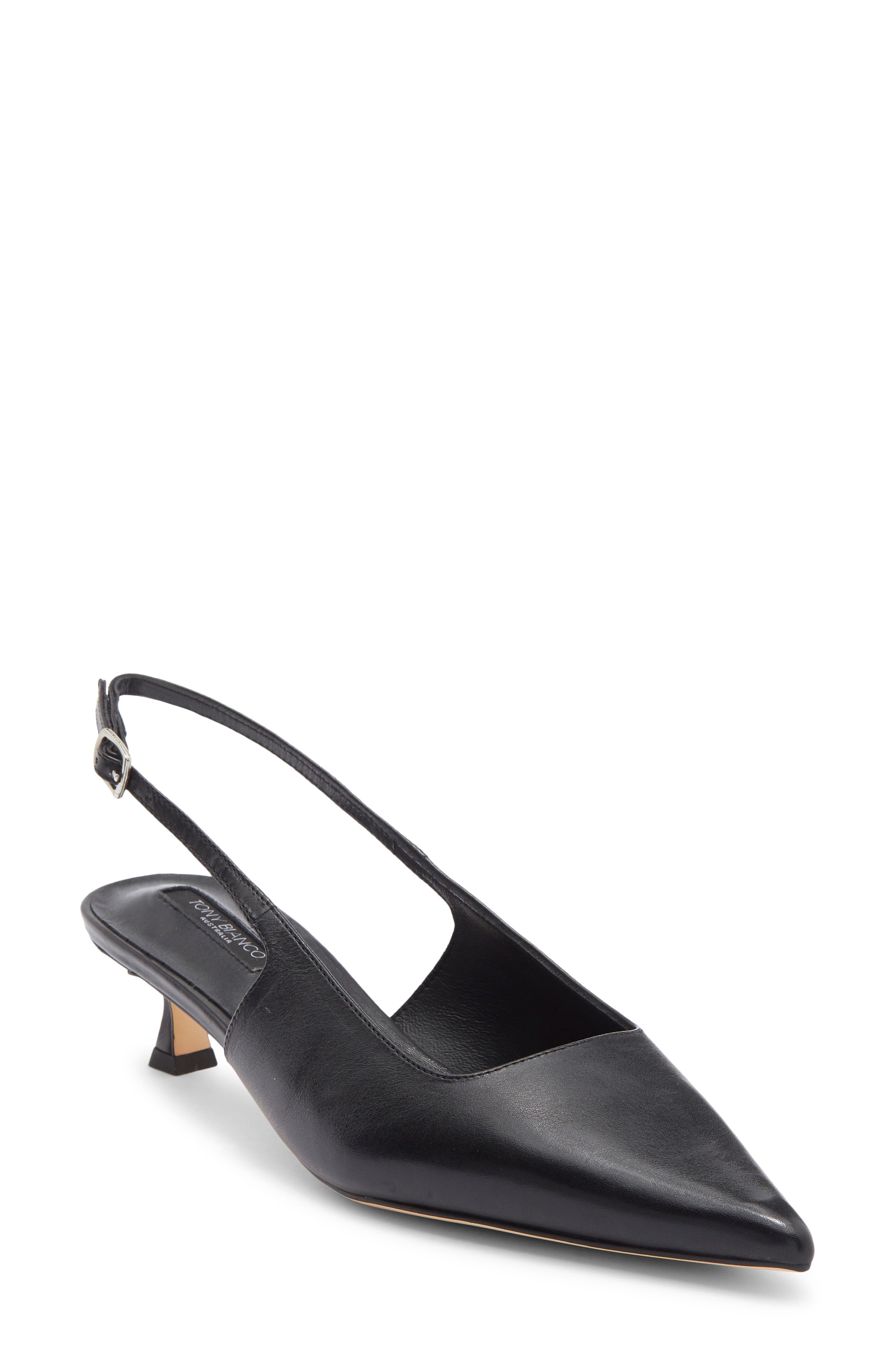 Tony Bianco Crush Slingback Pointed Toe Kitten Heel Pump, Main, color, Black Vintage