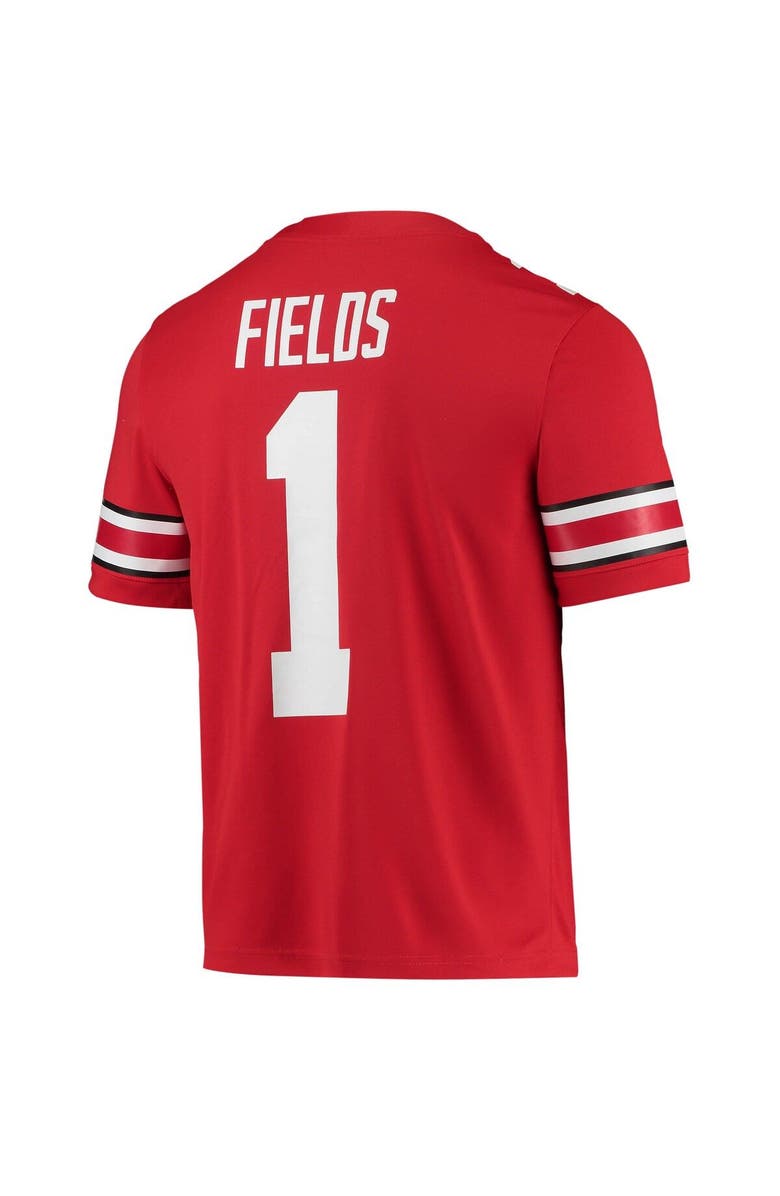 Nike Men's Nike Justin Fields Scarlet Ohio State Buckeyes 2021 Draft Class Game Jersey, Alternate, color,