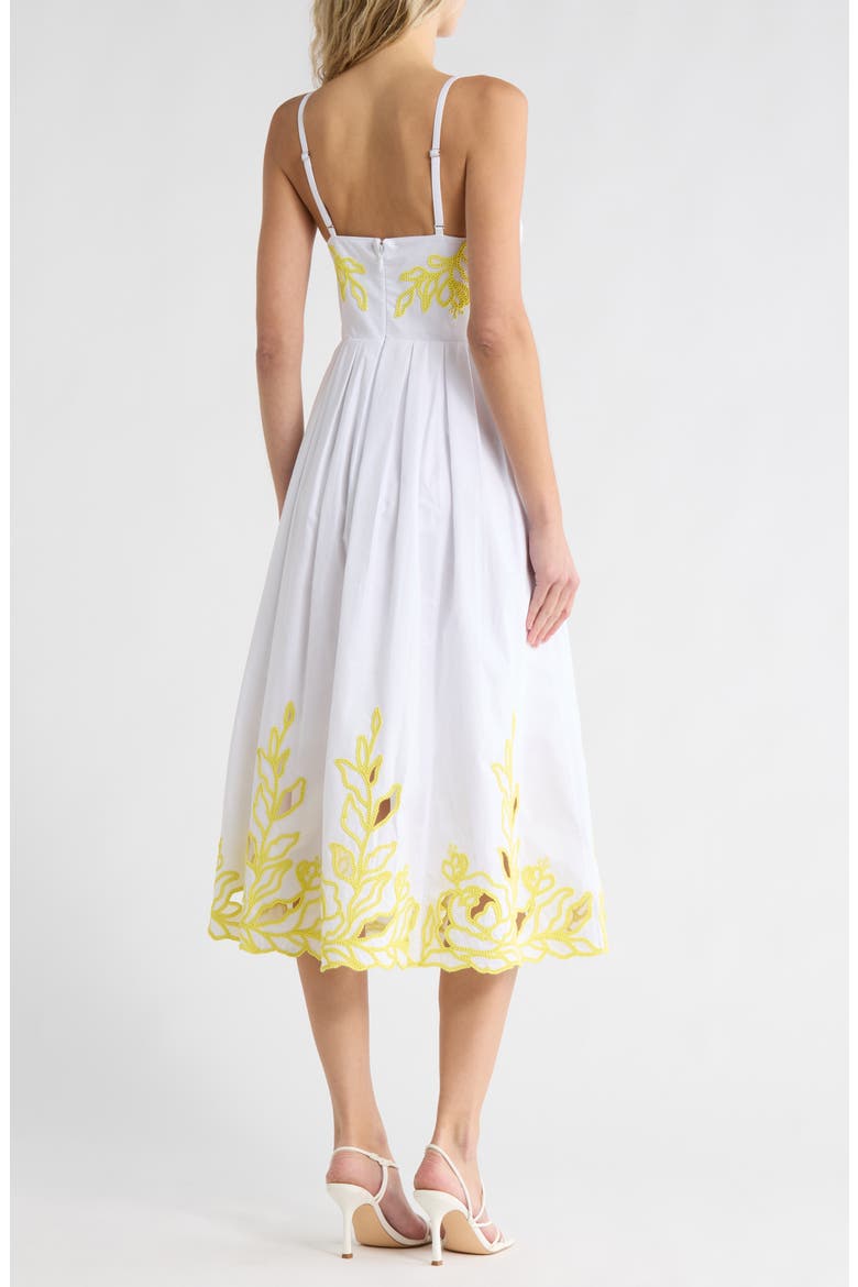 Maude Embroidered A-Line Dress, Alternate, color, WHITE/ GOLDEN GLOW