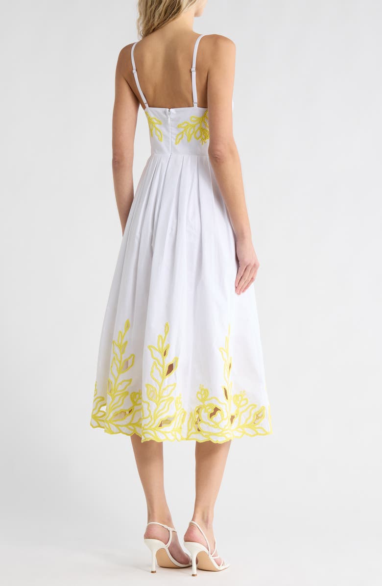 Cinq à Sept Maude Embroidered A-Line Dress, Alternate, color, White/ Golden Glow