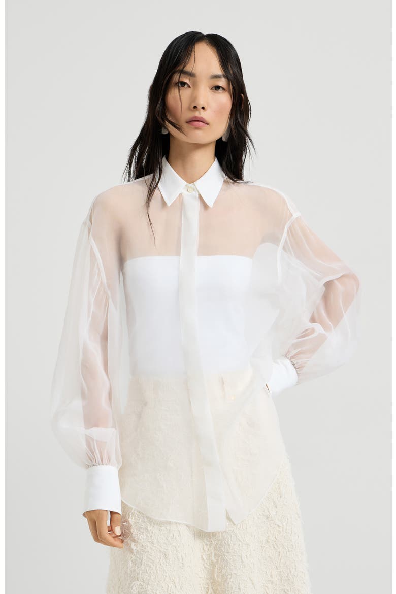 Crispy silk shirt, Main, color, White