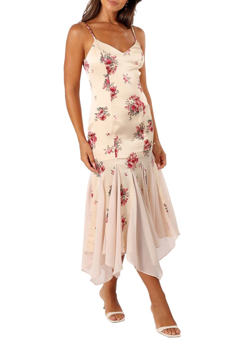 Cinta Floral Midi Dress, Main, color, WHITE