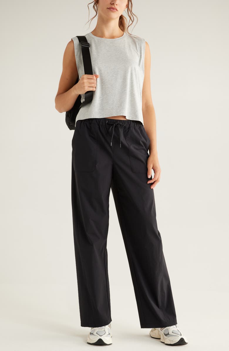 Zella New Take Boxy Tank Top, Alternate, color, Grey Light Heather