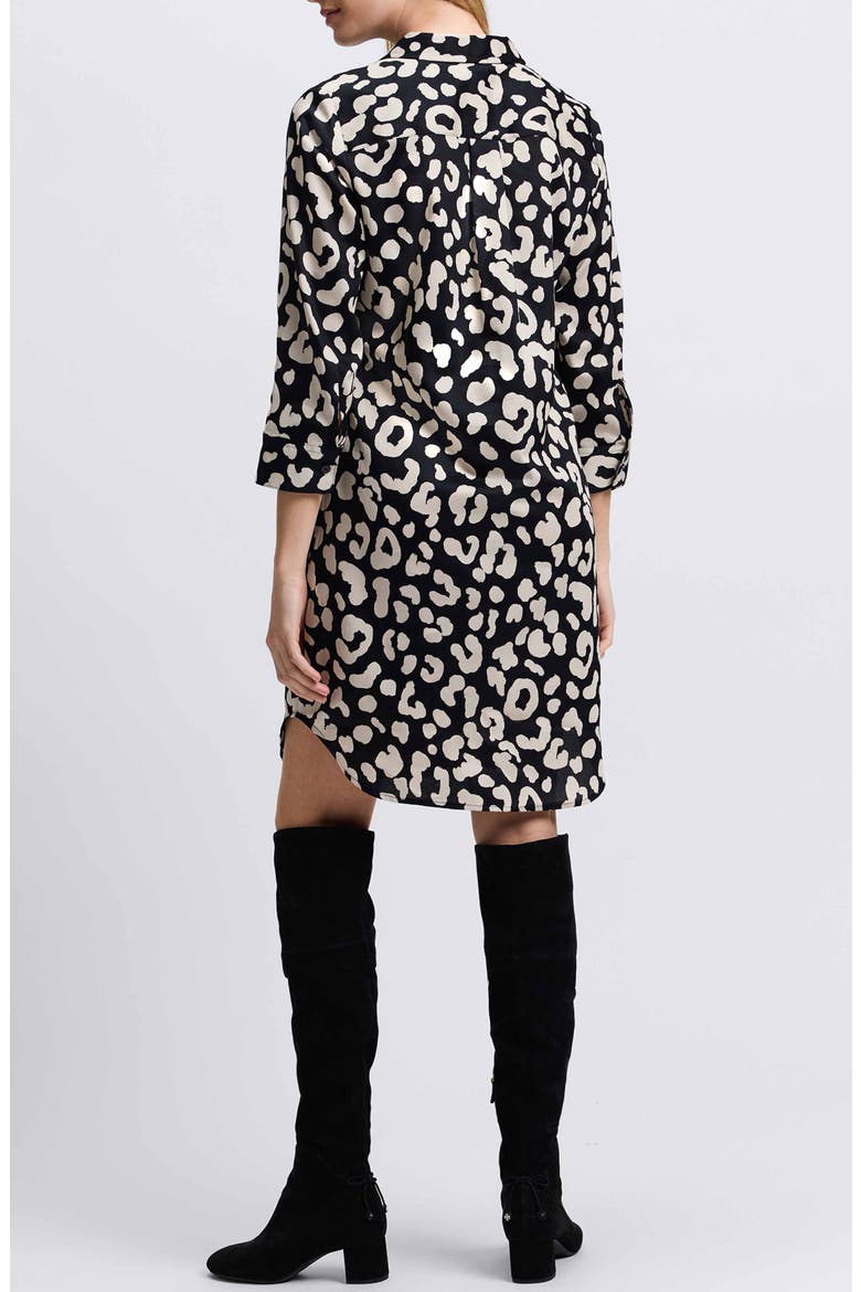 Sloane Animal Print Popover Shirtdress, Alternate, color, SILVER BIRCH/ BLACK