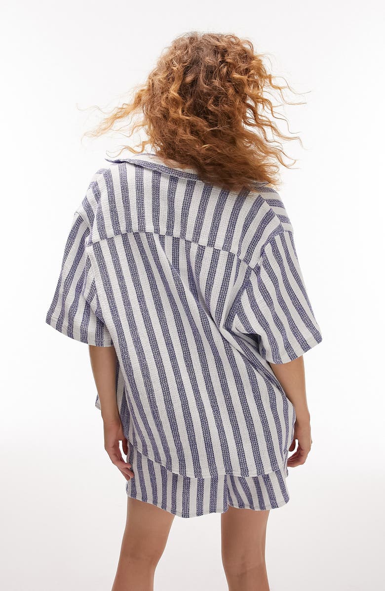 Topshop Stripe Oversize Cotton Button-Up Shirt, Alternate, color, 