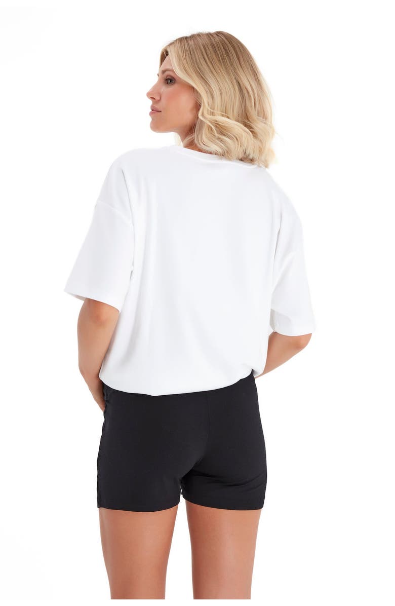 Accouchée Super Soft Foldover Waistband Maternity Shorts, Alternate, color, Black