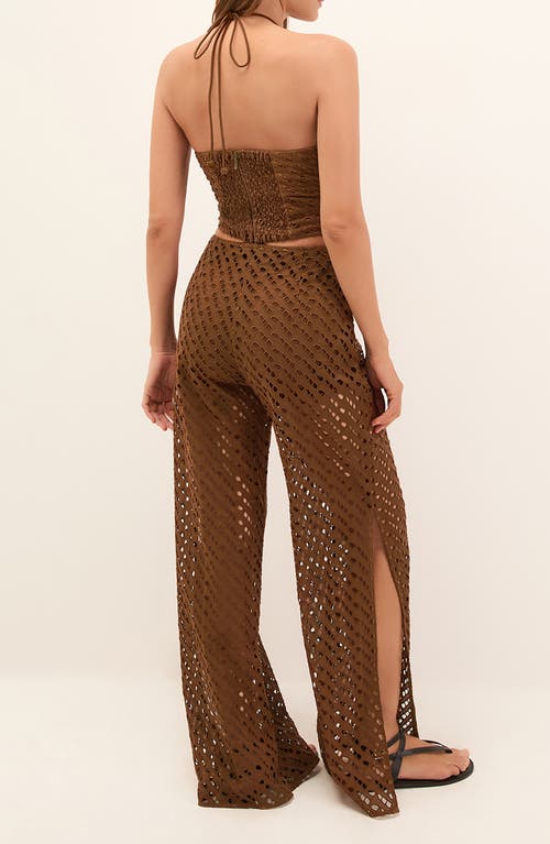 Vix Paula Hermanny Venice Wide Leg Cotton Cover-up Pants In Brown