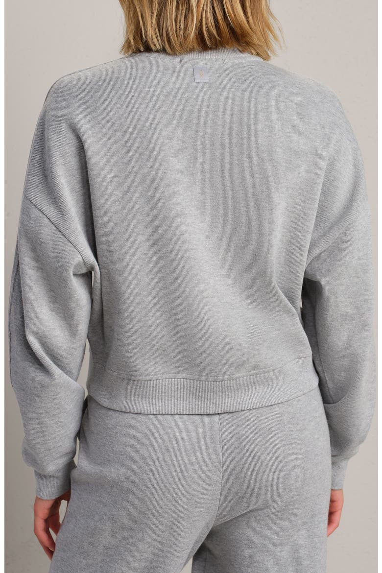 Signature Crewneck Cotton Blend Rib Sweatshirt, Alternate, color, HEATHER GRAY