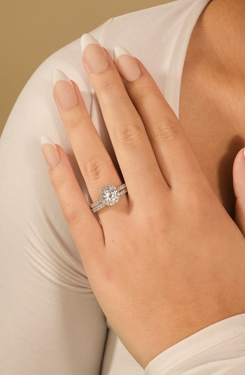 Sterling Forever Sterling Silver Octagon CZ Ring & Band Set, Alternate, color, Silver