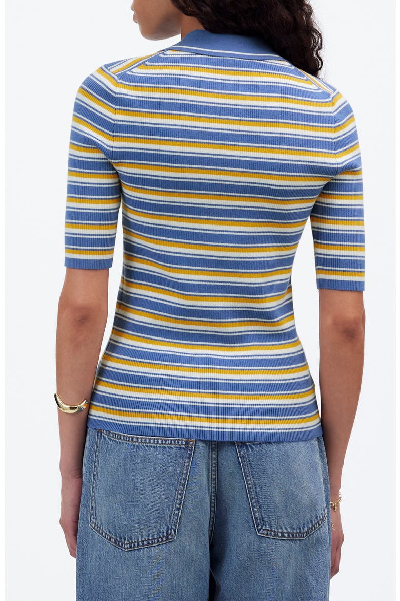 Stripe Half Zip Polo, Alternate, color, DELPHINIUM STRIPE