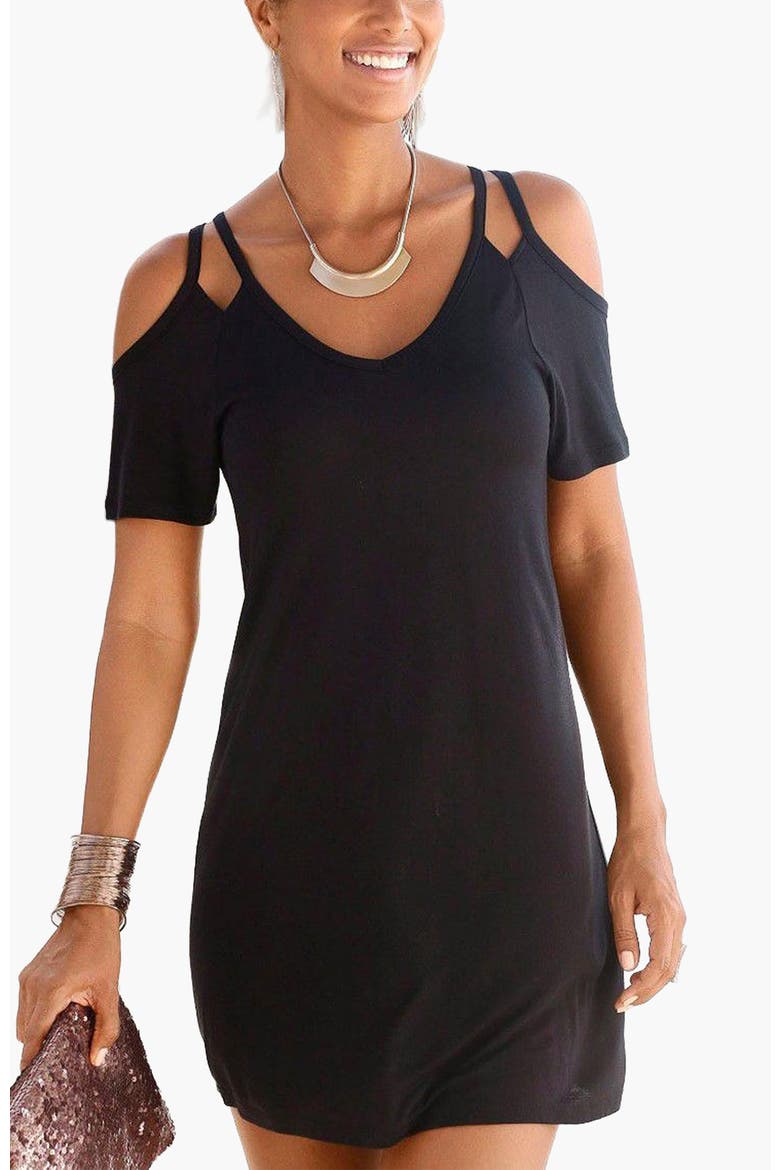 Women's Cold Shoulder Dress, Main, color, Black