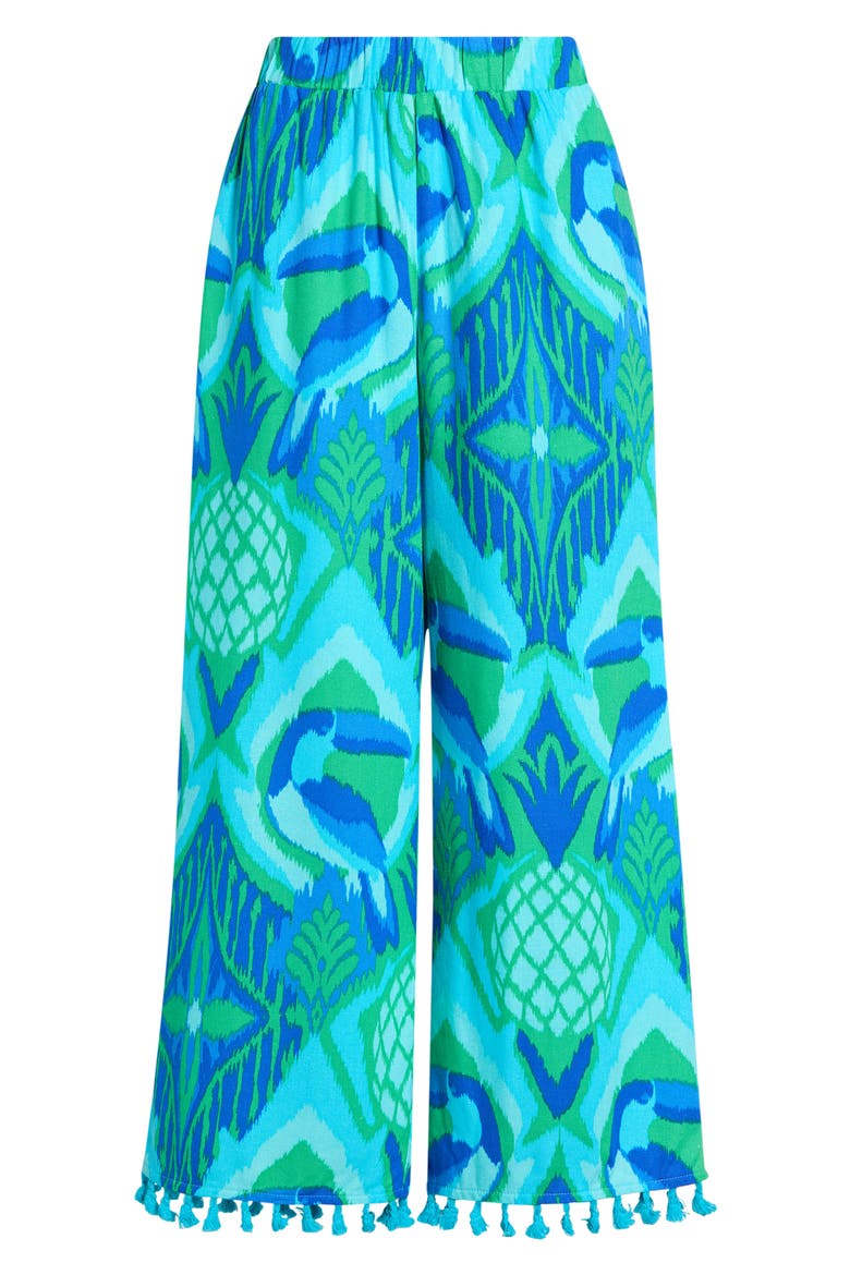 Blissy Tropical Hanie Flare Pants, Alternate, color, KELLY-BLUE-MULTI