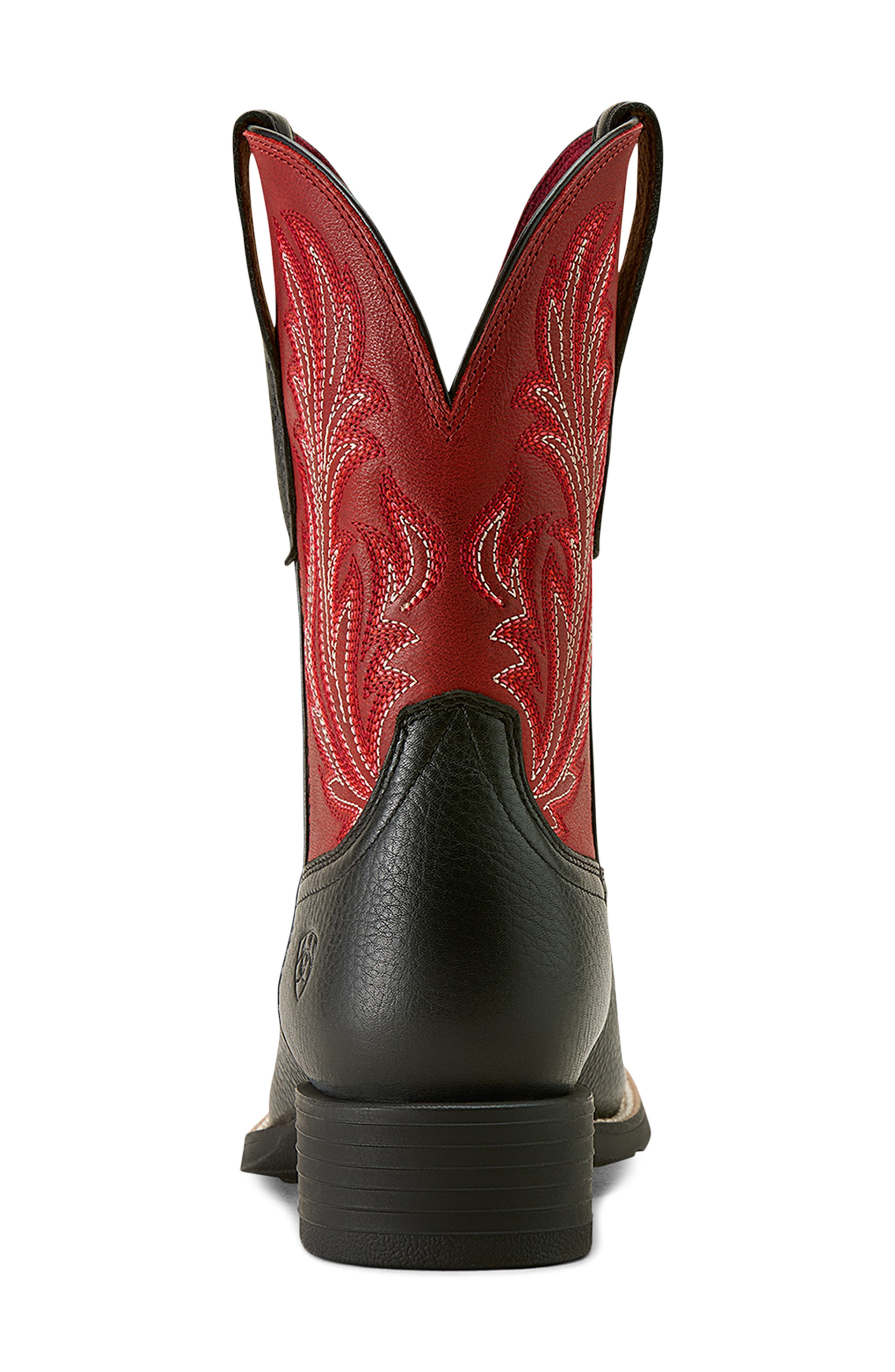 Round Up Filly Wide Square Toe Western Boot, Alternate, color, BLACK