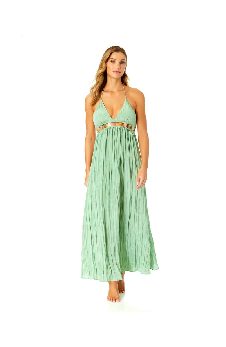 Anne Cole Women's V Neck Jewel Maxi Dress With Spaghetti Straps Cover Up, Main, color, Basil