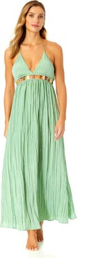 Anne Cole Women's V Neck Jewel Maxi Dress With Spaghetti Straps Cover Up