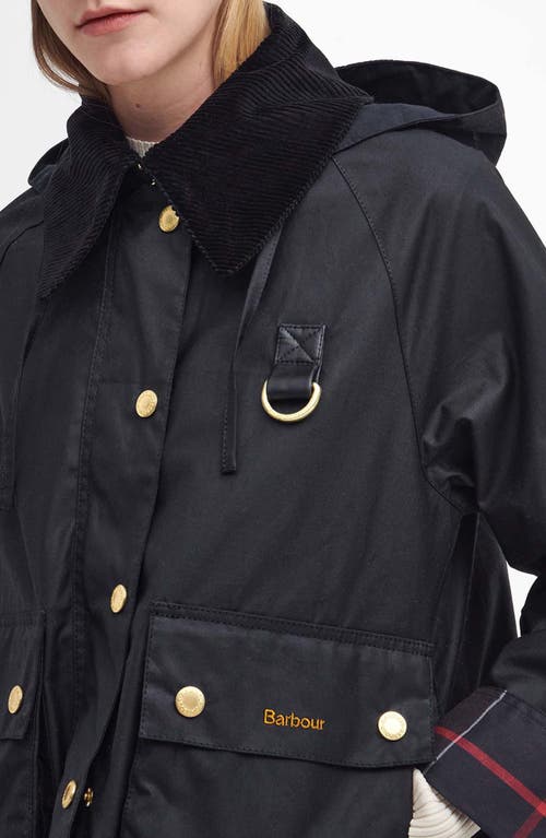 Barbour Reighton Spey Waxed Jacket In Black/classic