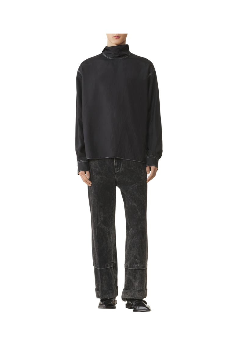 Lanvin Silk High Neck Top, Alternate, color, Black