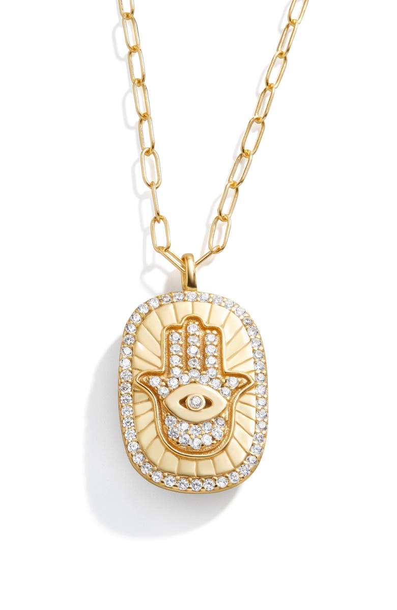 BaubleBar Inanna Hamsa Pendant Necklace, Alternate, color, 