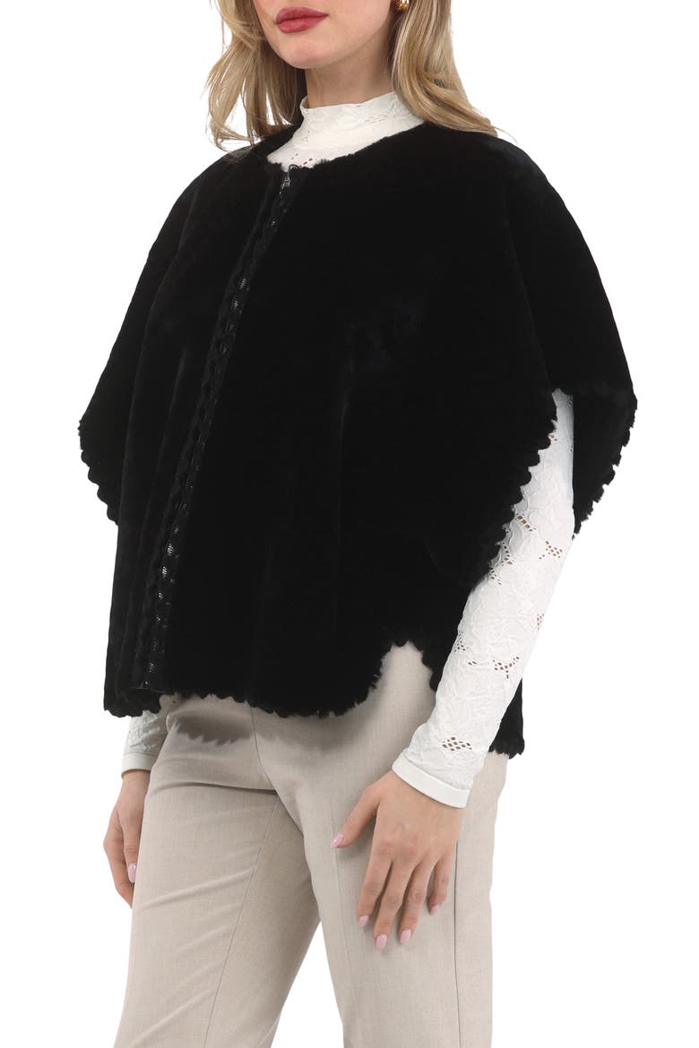 Reversible Collarless Genuine Shearling Jacket, Alternate, color, BLACK/BLACK