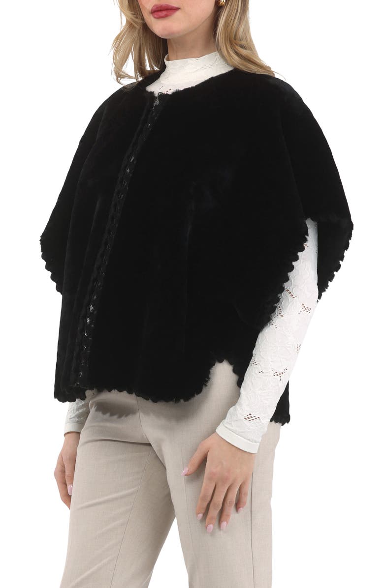 GORSKI Reversible Collarless Genuine Shearling Jacket, Alternate, color, Black/Black