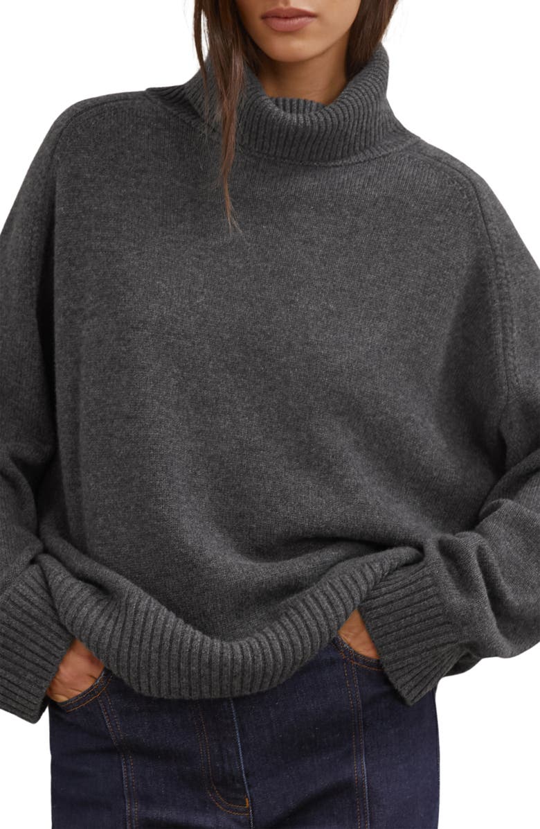 Reiss Brooklyn Wool & Cashmere Turtleneck Sweater, Alternate, color, Charcoal Grey