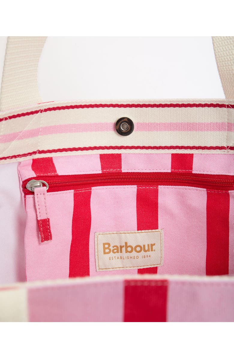 Barbour Emily Stripe Cotton Canvas Tote, Alternate, color, Cherry Blossom