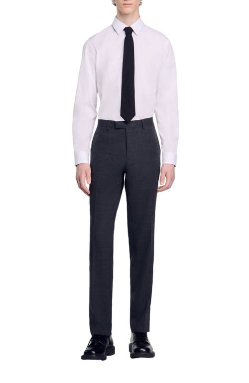 Sandro Straight-leg Tailored Trousers In Mocked Grey