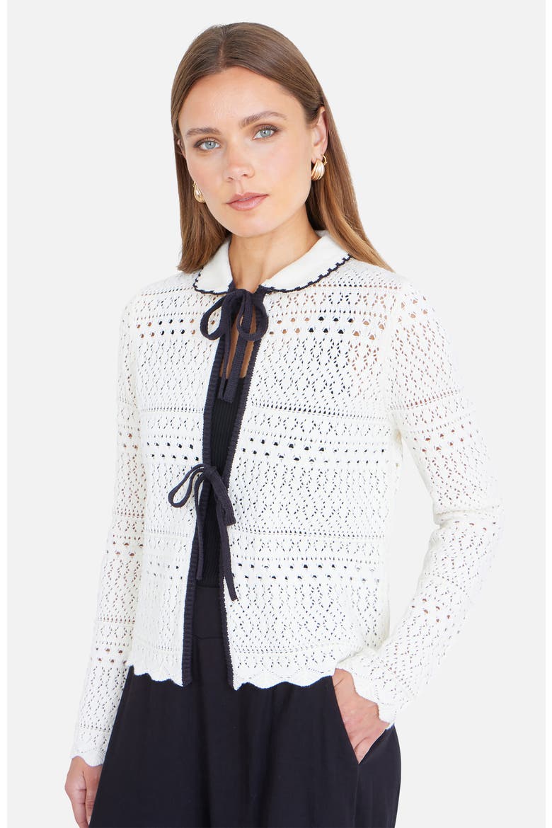 Peter Pan Collar Knitted Cardigan, Alternate, color, Ivory