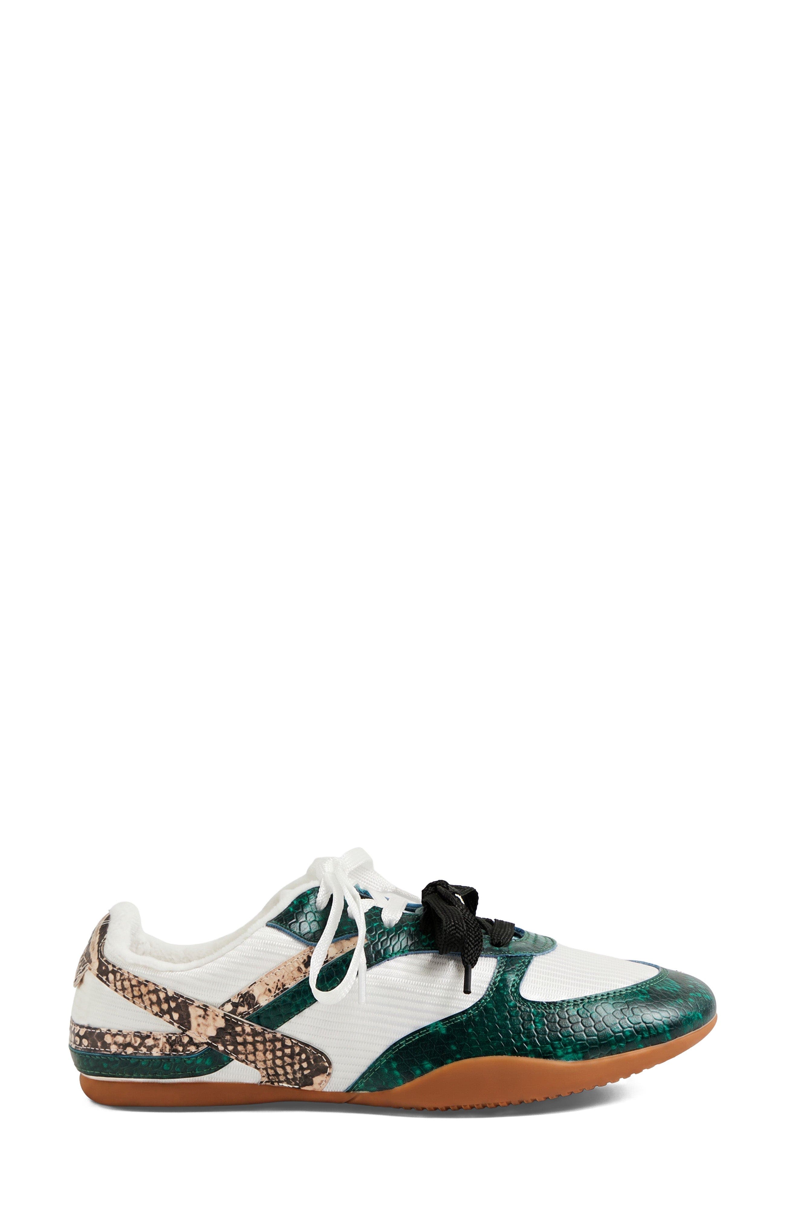 DJANGO AND JULIETTE Zoya Flat Sneaker, Alternate, color, Green Snake
